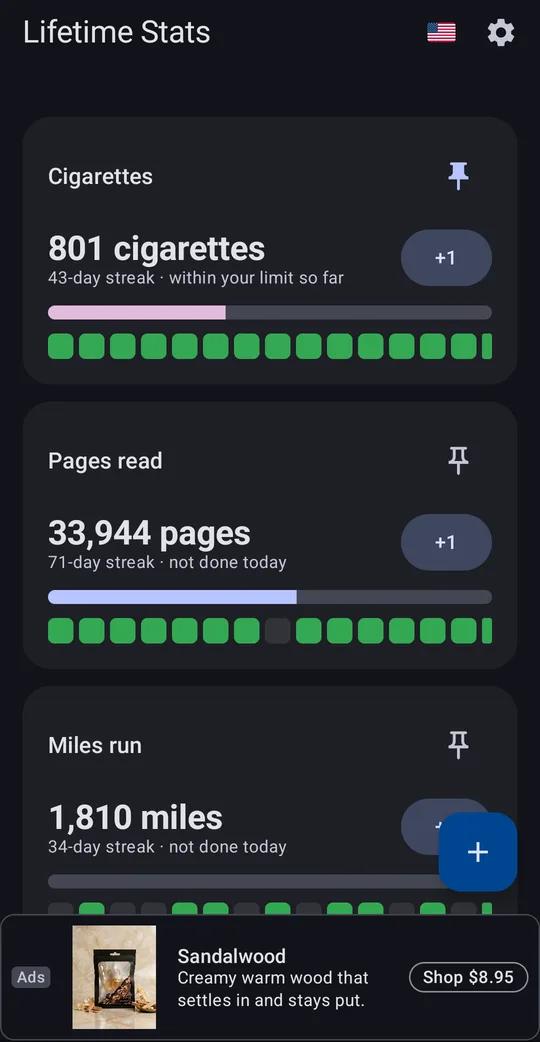 Lifetime Stats: Tally Counter on Google Play, screen 1